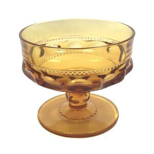 Vintage Kings Crown Amber Glass Thumbprint Champagne Sherbet Dessert Dish